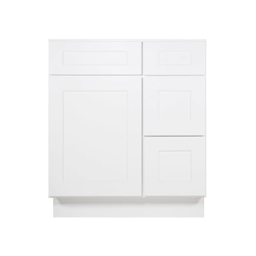 Image of Furinno Shaker Drawers Right Bath Vanity Cabinet Without Top, Ready to Assemble, 21 D x 30 W x 34.5 H, White
