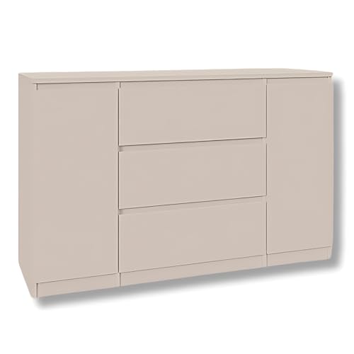 YUMEBLY Kommode 2 Türen 3 Schubladen | Kashmir 120 cm Ideal für Schlafzimmer, Wohnzimmer, Kinderzimmer und Büro | Große geräumige Kommode | 120x75x40 cm