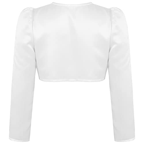 Kids Girl's Long Sleeve Satin Bolero Shrug Short Cardigan Childrens Girls Wedding Birthday Party Dress Cover2