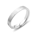 Aliyoham Unisex Thumb Ring - Brushed Silver Adjustable Open Cuff, Minimalist Flat Wide Band for Women & Men