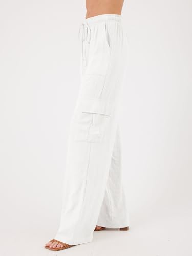 Beautiful Nomad Women's Linen Cargo Pants Casual High Waisted Wide Leg Pant Baggy Trousers with Pockets3
