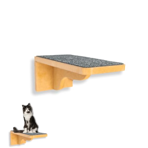 Prateleira para Gatos Tamanho P Resistente Já Montado Com Kit Fixação e Seguro (Carpete Grafitte, P)
