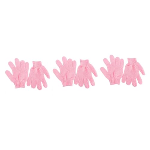FOMIYES 6 Piezas Guantes Exfoliantes de Baño Nylon para Ducha Guantes Corporales Scrub para Mujeres y Hombres Rosa Lavables y Elásticos