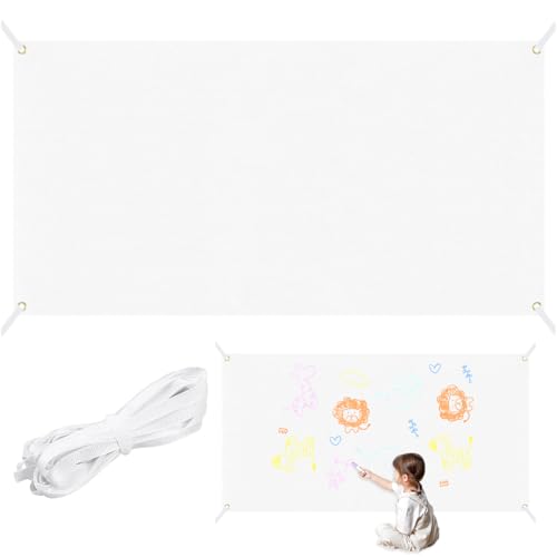 Grandes Bannières Vierges, 180 x 110 cm Bannières Blanche, Banderole Personnalisée, Polyester Banniere avec Corde de Suspension, pour Anniversaire, Fête,...