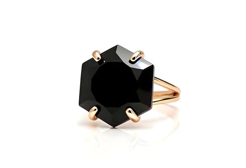 Bague onyx noir en or rose cadeau pour femme artisanal original