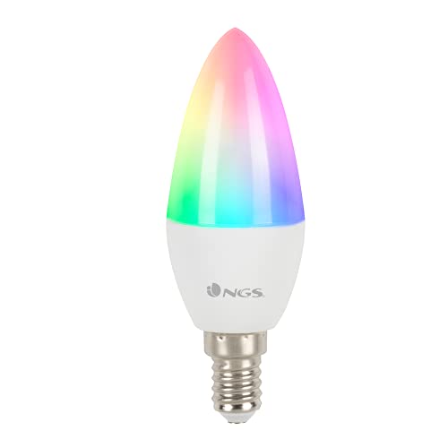 Bombillas Alexa NGS GLEAM514C - Bombilla LED Wi-Fi con Colores Regulables RGB+W, Bombilla Inteligente 5W E-14 500LM, Controlada con...