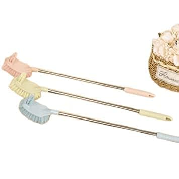 2 in 1 Toilet Brush with Steel Handle Portable Double Sided Toilet Brush Plastic Long Handle Bathroom Scrub Cleaning Brush - Pack of 1