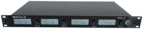Rockville Rwm-4Z Quad Wireless Uhf Handheld/Headset Microphone System 20 Channel, Black #TOP2