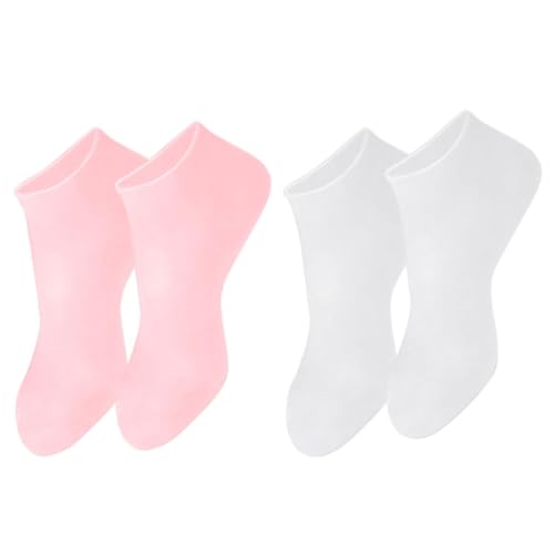 HEATSHAKING 2 Pares Calcetines Hidratantes para Pies Secos y Agrietados Protector Talones Anti-resquebrajaduras Cómodo y Reutilizable para Cuidado de Pies Spa