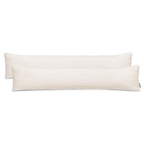 DecoKing 2 Pillowcases 20 x 120 cm Jersey 100% Combed Cotton Zip Beige Amber, 20 x 120 *2