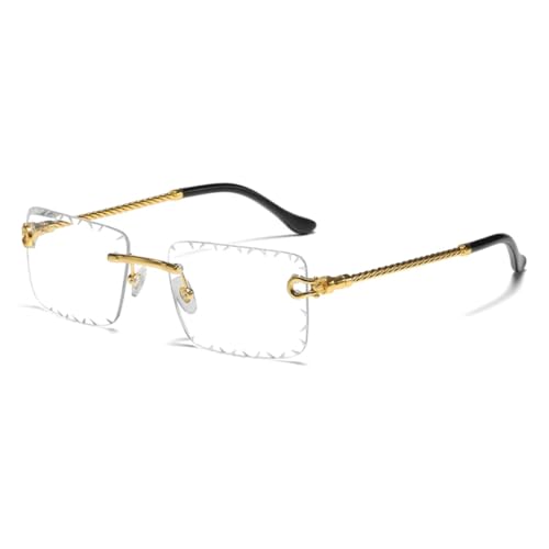 Lunettes de soleil sans monture en métal argenté et verres miroir street shot