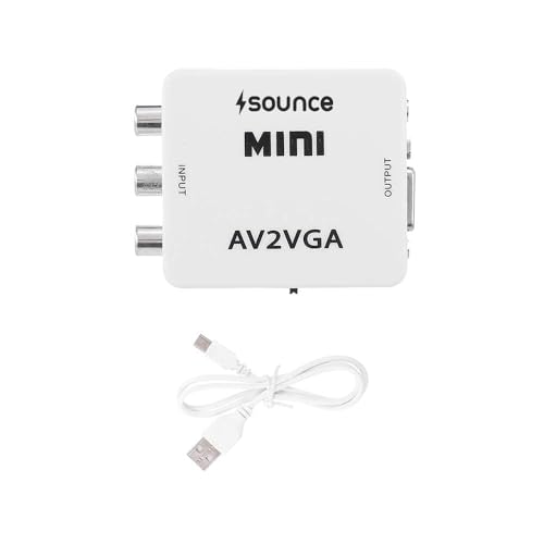 Image of Sounce AV RCA to VGA Adapter, Composite CVBS Audio Video to VGA Converter with 3.5mm Audio & USB Power Cable, 1080P Output for DVD /VCD /Set-Top Box to TV Monitor Projector