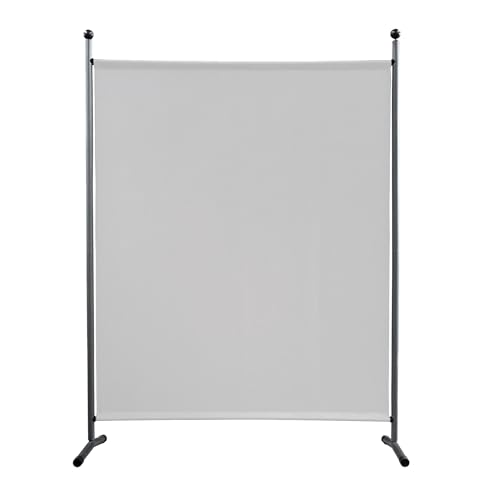 QUICK STAR Paravent Outdoor Wetterfest 150 x 190 cm Weiß | Raumteiler Stellwand Innen | Garten & Balkon Sichtschutz Blickdicht
