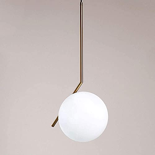 Lámpara colgante de hierro dorado resistente E27 con vidrio blanco para cocina 2