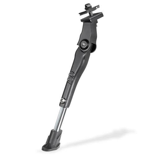 CyclingDeal Adjustable Bicycle Kickstand Centre Mount Type - for MTB Hybrid Kids Bikes - Premium Aluminium Alloy with Rubber Pads Non-Slip Non-Scratch Design - for 24' - 29' MTBs