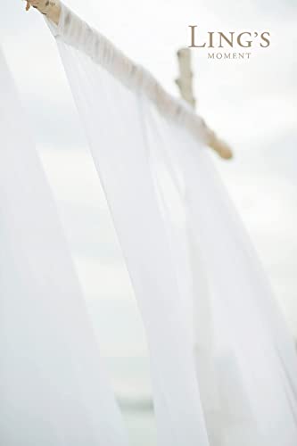 Ling's Moment Wrinkle-Free Wedding Backdrop Curtains 2 Panels 5Ft X 10Ft 50% Transparency White Chiffon Like Fabric Drapes For Wedding Arch Party Stage Decoration Canopy Bed Curtains #TOP2