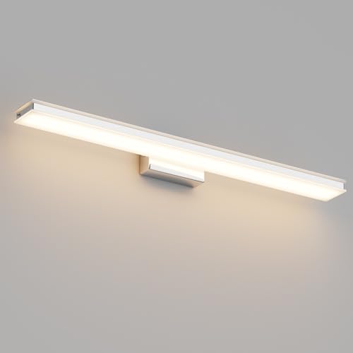 Klighten Luz Espejo Baño LED 60cm 20W, 2000LM Lámparas para el Espejo del Cuarto de Baño, Apliques Espejo de Baño Moderno, 110 240V, 3000K Blanco Cálido, Cromo