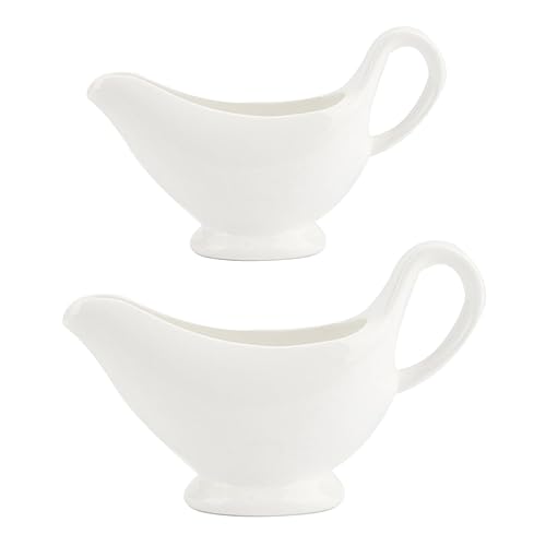 VOSAREA 2Pcs Gravy Sauce Boats with Handle Practical Condiment Holders for Home Kitchen Serving Dishes for Sauces Dressings and More and Reliable