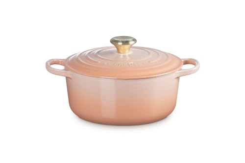 Le Creuset Signature Emaillierte gusseisenrunde Auflaufform mit Deckel, 24 cm, 4,2 Liter, Peche – Ansicht 2