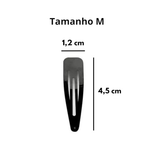 12 Presilha Para Cabelo Prendedor Tic Tac Tamanho Médio Cor Preta