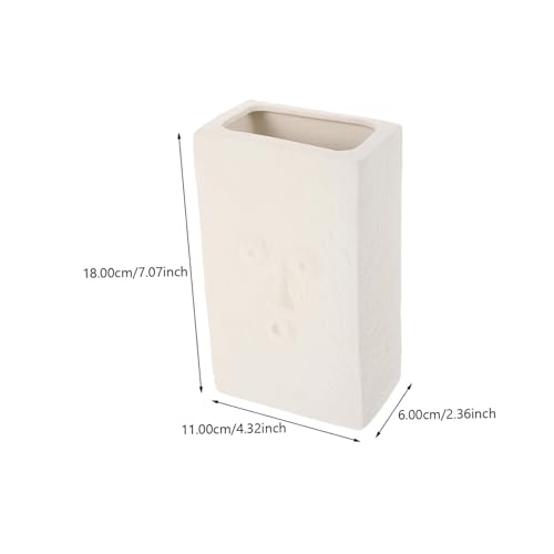 Vase blanc tête en béton et pot de fleurs visage humain pour décoration de table - 3