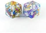 Wondertrail Carousel Festive D20 Dice with White Numbers Aprox 16mm 2pc Dice WCXPF2060E2