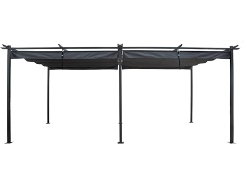 Toit rétractable : ajustez ombre et lumière facilement. Surface spacieuse : idéale pour repas ou détente en extérieur. Matériaux solides : durable face aux intempéries et au temps.