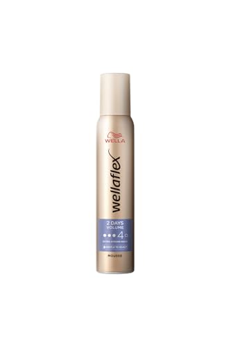 Wella Wellaflex 2D Volume Mousse Lightweight Extra Strong Hold Natural Feel Silicones Free 200ml