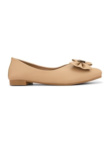 Image of XE Looks Stylish Ballerinas with Gold Bow Accent - Comfortable, Versatile, and Ideal for Elevating Your Everyday Outfits for Girls & Womens