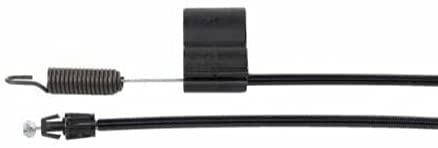 Close-up view of the cable's connection point with the black plastic clip, often used for securing the cable to the mower frame.