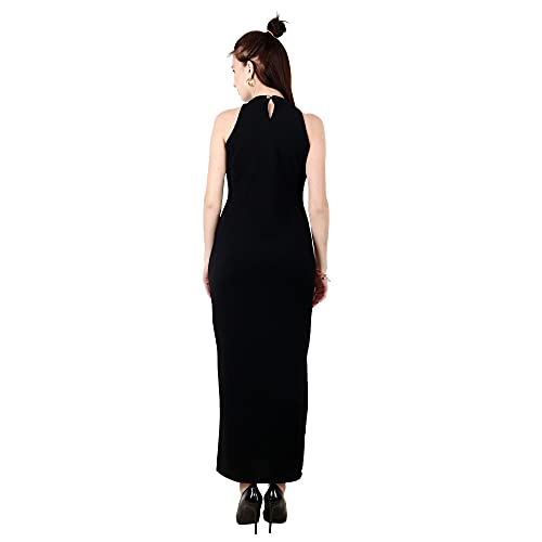 Image of POPWINGS Casual Solid Long Bodycon Dress for Women || Long Halter-Neck Bodycon Dress for Women || Sleeveless Summer Western Dress for Women