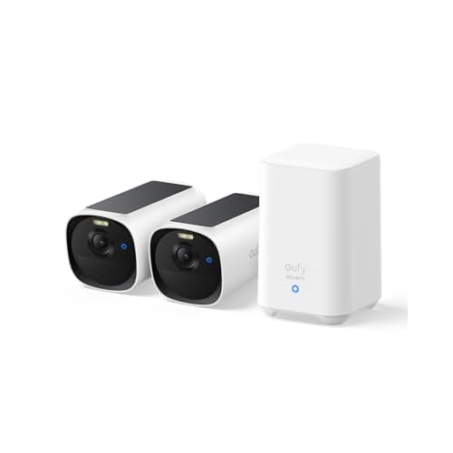 eufy Security eufyCam E40 2-Cam Kit (HomeBase 2), Outdoor Wireless Solar Security Camera, 2K Resolution with Integrated Solar Panel, MaxColor Night Vi