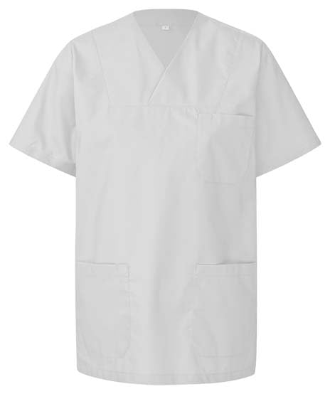 Bequemer Kasack für Damen & Herren I Funktionaler Kasack Damen Pflege I Pflegeleicht, Industriewäsche 95 Grad, Autoklavierbar, Atmungsaktiv, mit praktischen Taschen I Weiß 4XL