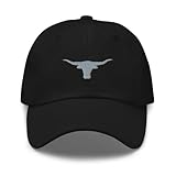 Longhorn hat, Embroidered Unisex Baseball hat, Longhorn Hats for Men, for Women, Longhorn Cap. Black