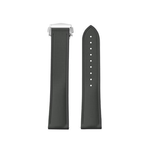 TgX IK XEHb` jo[T 20mm 21mm 22mm FKM o[ NCbN[X EHb`Xgbv tH[fBOobNt(Grey,22MM_SILVER BUCKLE)