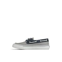 SPERRY Mens Bahama Boat Shoe Grey/Navy Textile Washed Flocked Boat Shoe, Grey, US 10.5