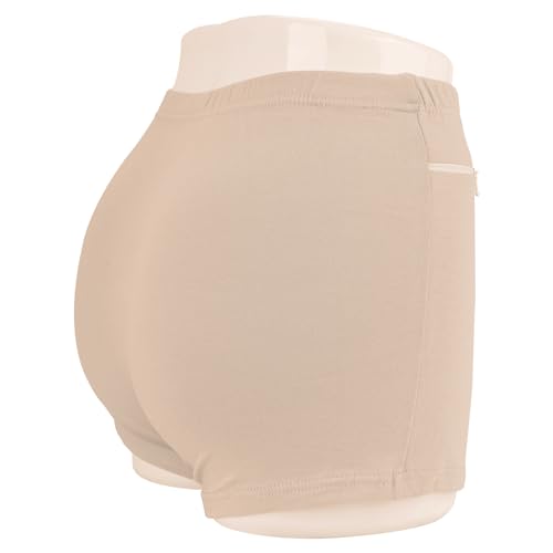 LUEXBOX Pocket Pantie for Women, Travel Underwear with Secret Pocket Panties Women's, 2 Packs (Light Brown)3