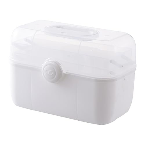 WATIIFUFU 1個 携帯用 錠剤の保存容器 医療バッグ 医療キット 袋 クリアコンテナビン 箱 応急処置の場合 オーガナイザー 卓上収納ケース 品保管庫 pp 白い