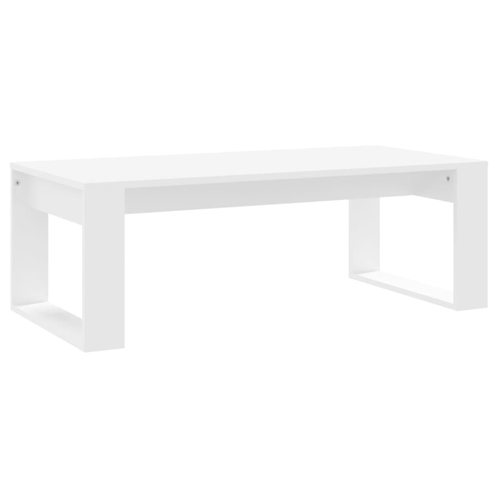 Mesa de centro blanca 102 x 50 x 35 cm, moderna mesa de salón de madera, práctica bandeja para aperitivos, bebidas, decoración, construcción estable
