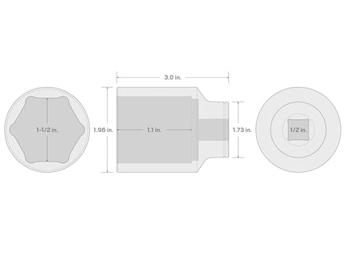 Image of TEKTON 1 /2 Inch Drive x 1-1 /2 Inch Deep 6-Point Socket | SHD23038