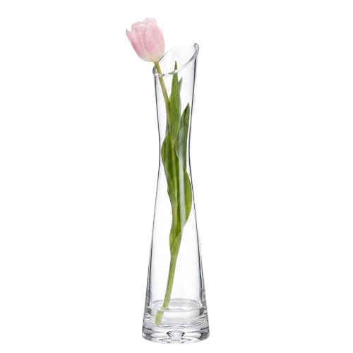 Florero de cristal transparente soplado para mesas de boda 2