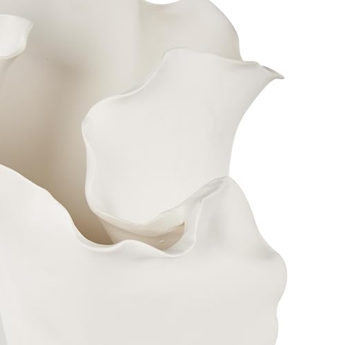 Image of Deco 79 Ceramic Floral Decorative Vase Abstract Floral Inspired Centerpiece Vase, Flower Vase for Home Decoration 9 inch x 11 inch x 16 inch, Cream