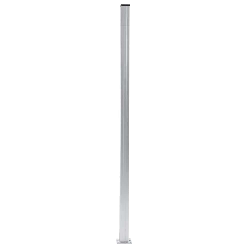 Pali per recinzione, 2 pezzi, in alluminio, 185 cm, con tappi e piedini in
