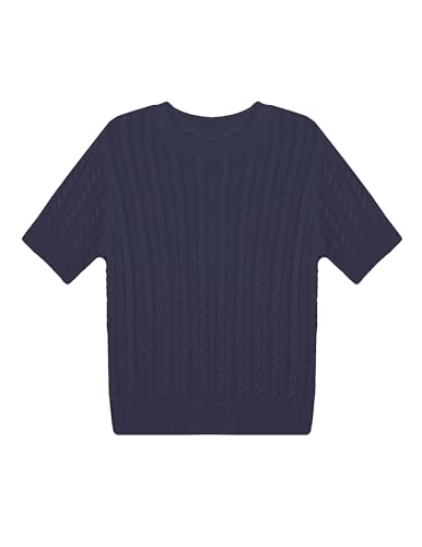 Image of Libsorge Womens Cropped Short Sleeve Sweater Fall 2025 Crewneck Sheer Knit Tops - Lightweight, Thin, Crop, Slim Fit