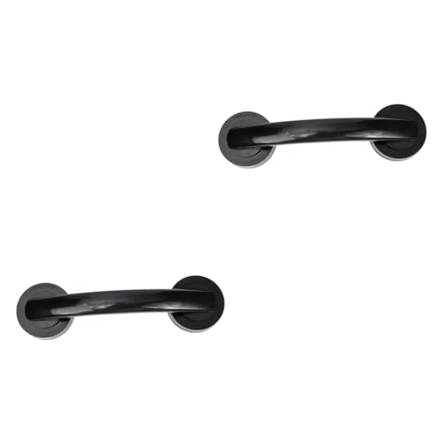 NULYLU 2pcs Suction Cup Handle Black Adhesive Shower Grab Bar for Home Abs Adhesive Handle Bathroom Grab Bar