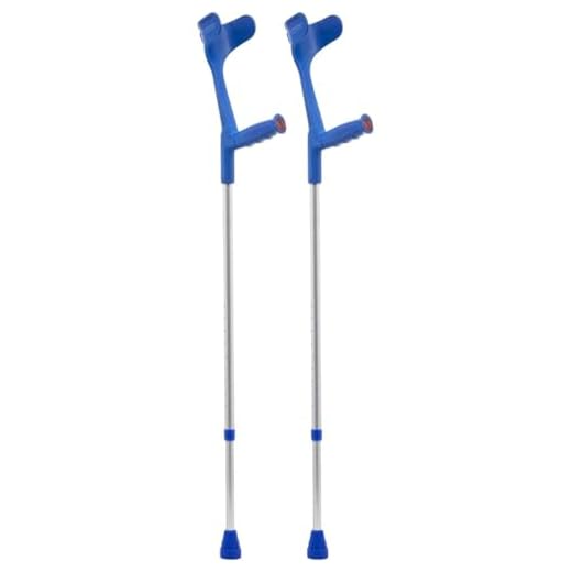 Paar Krücken (blau), Gehhilfen, Unterarmstützen-Gehstützen aus Aluminium. Höhenverstellbar (76-96 cm) mit Clipraster.