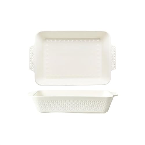 bandeja para hornear Cuenco for hornear, bandeja for asar arroz al horno con queso, cerámica grande for el hogar, bandeja for asar en horno microondas Rectangular de doble oreja bandeja para hornear d