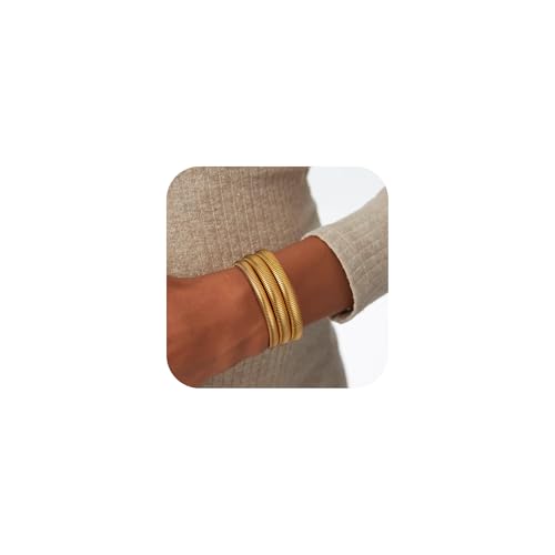 Gold Bracelet for Women - 18K Really Gold Filled Bangle Knot Bracelets Chunky Bangle Bracelets Stack Tarnish Free Waterproof Gold Jewelry for Women Gifts