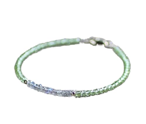 Bracelet en perles labradorite et péridot 3mm pour un style empilable unique
