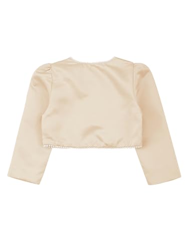 Kids Girls Elegant Pearl Satin Shrug Jacket Long Sleeve Cropped Bolero Open Cardigan Cover Up4